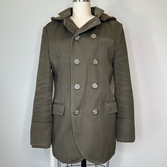 Anthropologie Army Green Thick Double Breast Coat - Picture 2 of 7